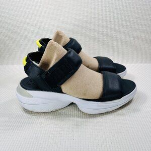 Sorel Size 7.5 Explorer Blitz Stride Sandals Black White Comfort Travel Shoe